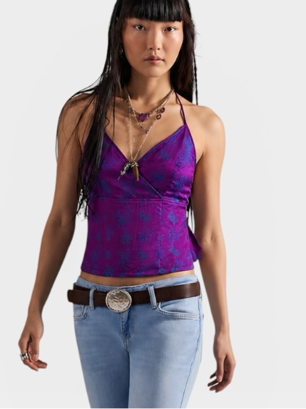 Silk Jacquard Halter Top - Small